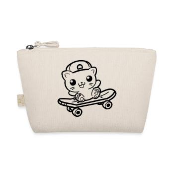 Skateboard Cat Cartoon Look - Organic Pouch - nature - Front
