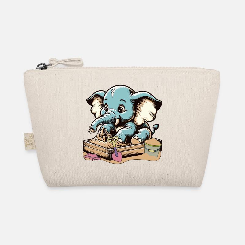 Mignon éléphant de dessin animé bleu dans le bac à sable Trousse biologique