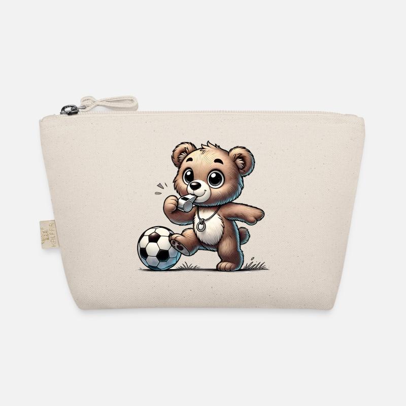 Bär & Trillerpfeife, der mit einem Fußball spielt Bio-Täschchen