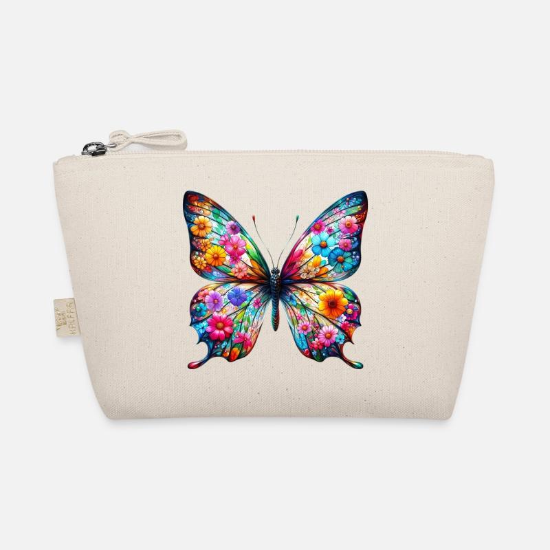 Butterfly decorated with flowers Organic Pouch