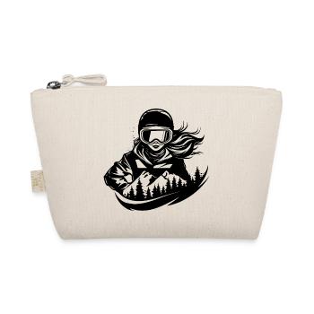 Female Snowboarder Drawing - Organic Pouch - nature - Front