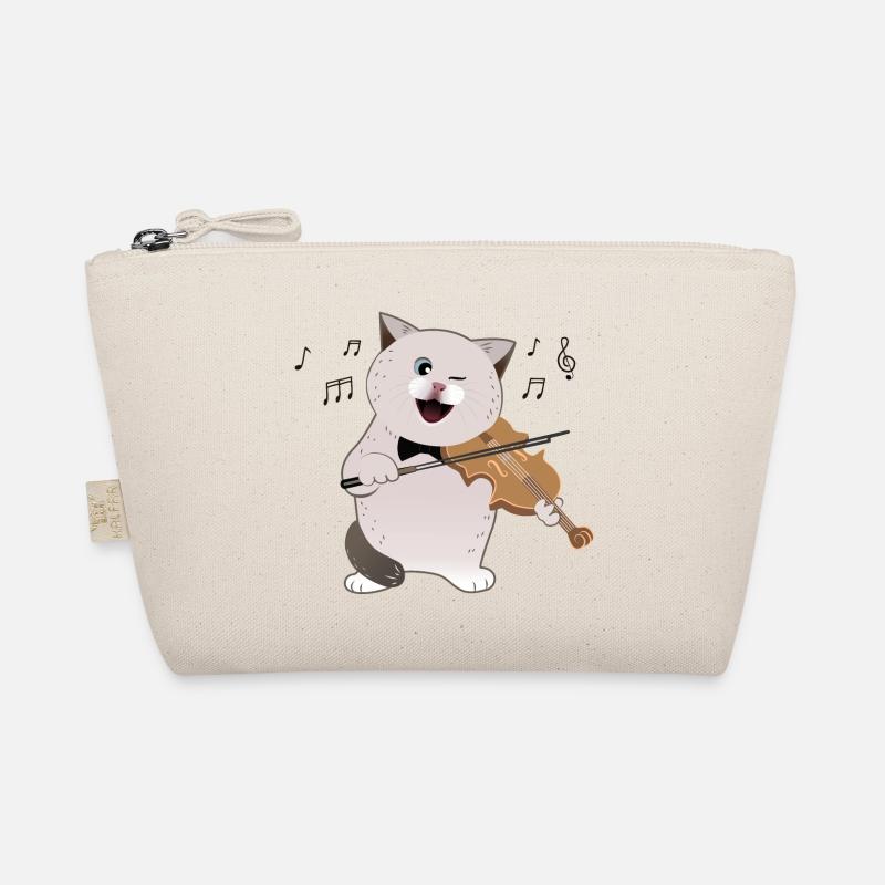 cute chubby cat playing violin Organic Pouch