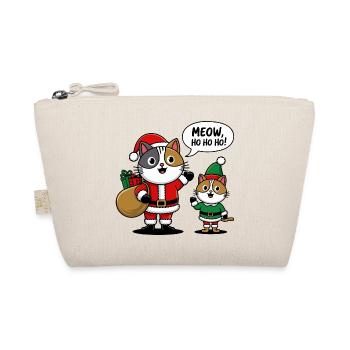 Festive Cat Duo in Santa and Elf Costumes - Organic Pouch - nature - Front