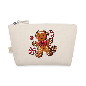 Cheerful gingerbread man with candy cane - Organic Pouch - nature - Front