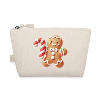 Cheerful gingerbread man with candy cane - Organic Pouch - nature - Front