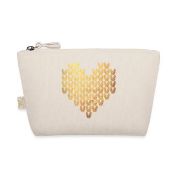 Heart Knitting Pattern Gold Exclusive Love Winter - Organic Pouch - nature - Front