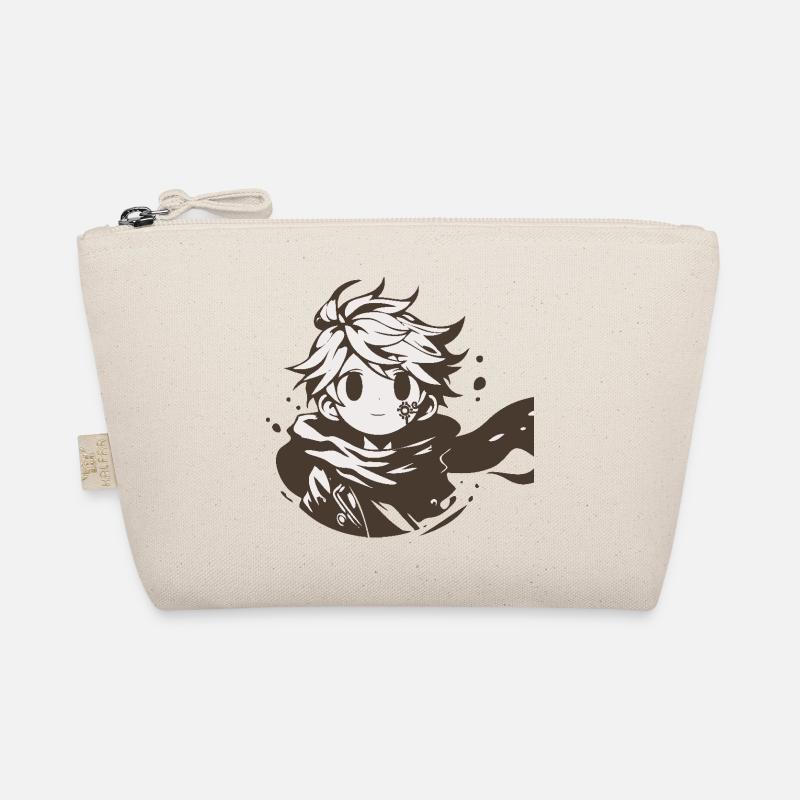 MangaCharacter with Brown Scarf Organic Pouch