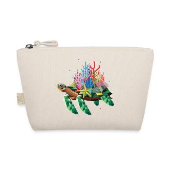 Colorful Exotic Water Turtle with Coral - Organic Pouch - nature - Front