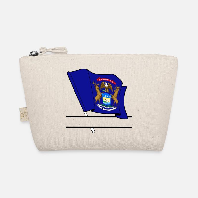 Flag Michigan text banner Organic Pouch