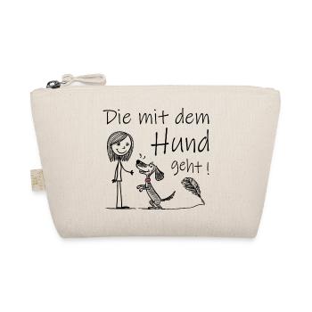 Die mit dem Hund geht ! - Bio-Täschchen - Natur - Vorne