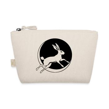 Bunny jumping with crescent moon Easter Ostara - Organic Pouch - nature - Front