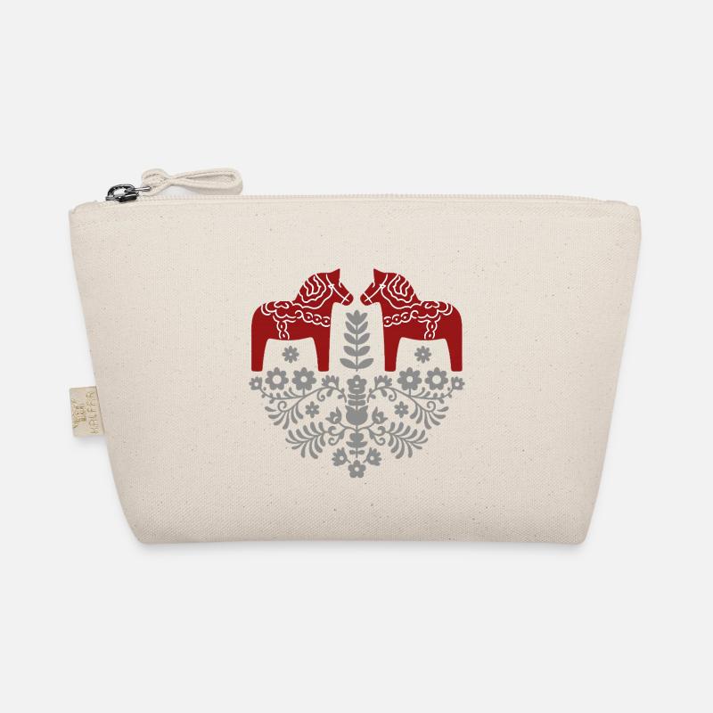 Dala Horse – Scandinavian Folklore in Grey Organic Pouch