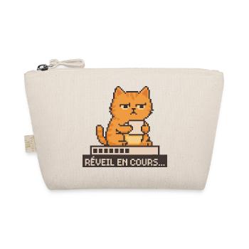 Réveil en cours – Chat pixel Humour Café - Trousse biologique - nature - Devant