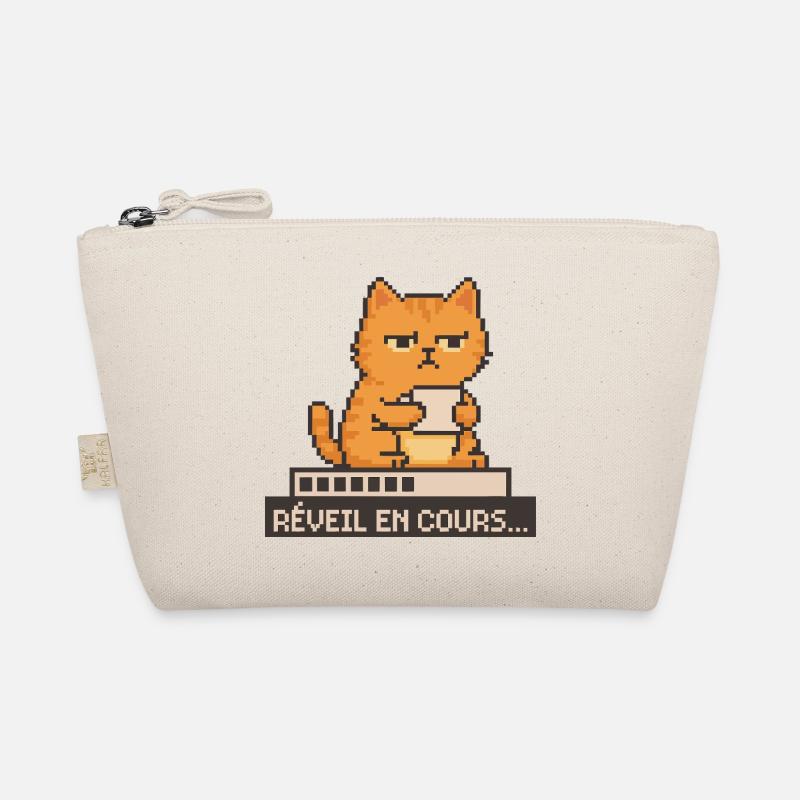 Réveil en cours – Chat pixel Humour Café Trousse biologique