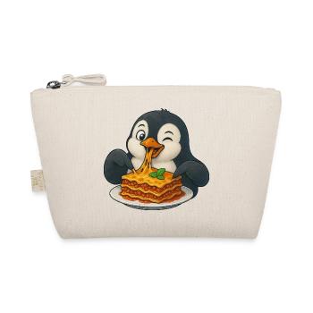 Cute Penguin with Lasagna Cartoon Comic Joy - Organic Pouch - nature - Front