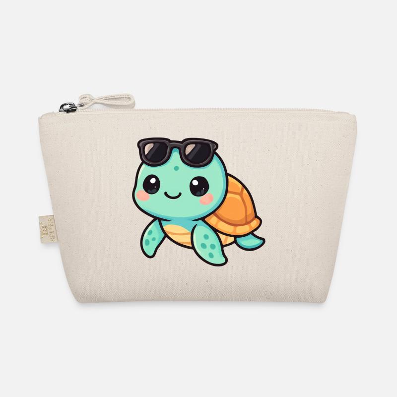 Cute turtle cartoon with sunglasses Organic Pouch