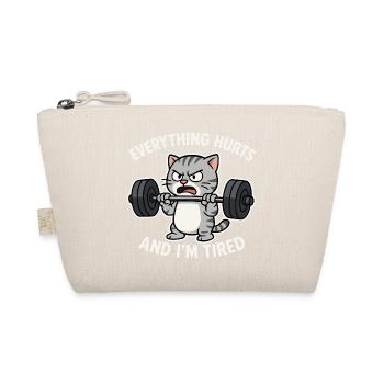 Angry Cat Lifting Barbell Illustration - Organic Pouch - nature - Front