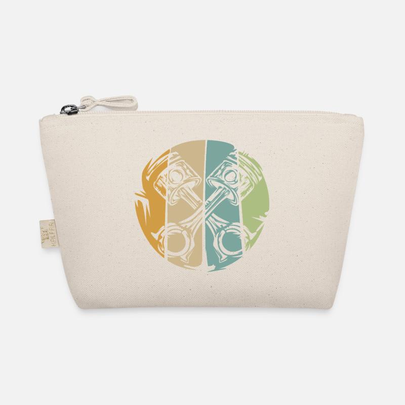 Retro piston engine design for bikers Organic Pouch
