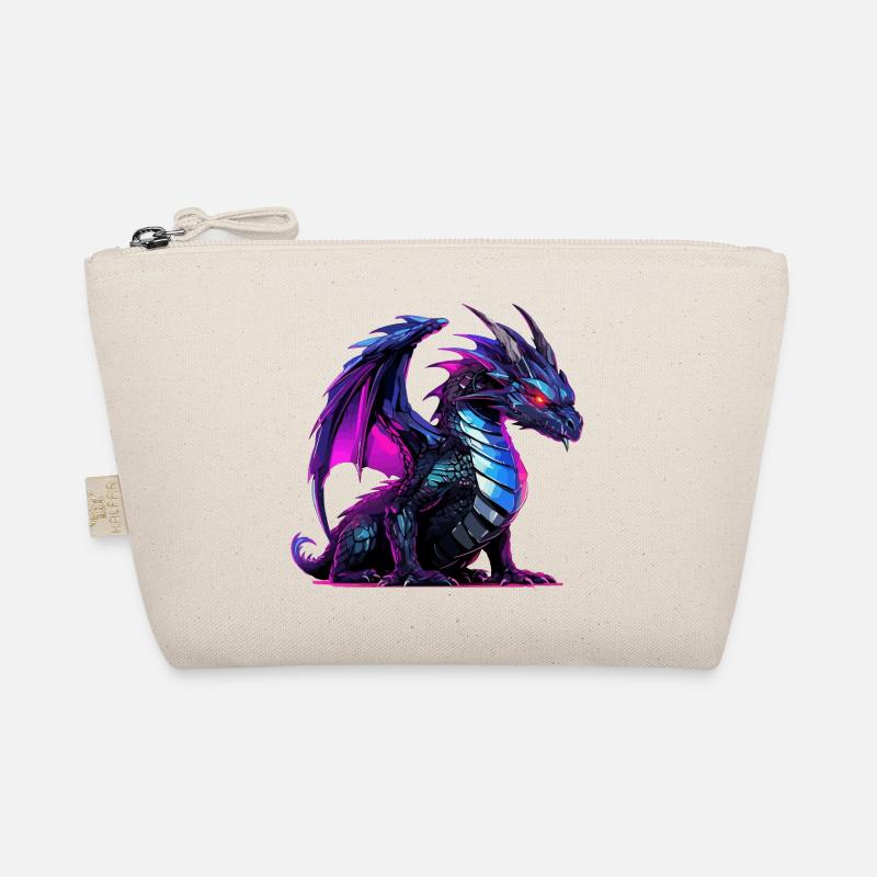 Neon dragon illustration on black Organic Pouch