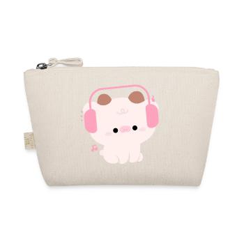 Cute Cow with Headphones Illustration - Organic Pouch - nature - Front