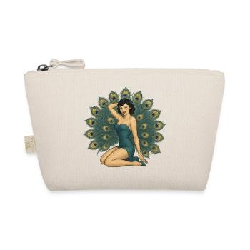 Elegantes Pfauen-Pinup - Bio-Täschchen - Natur - Vorne