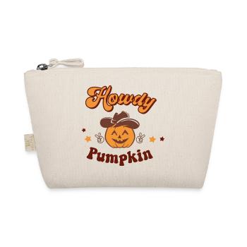 Howdy - Pumpkin with Cowboy Hat Halloween Design - Organic Pouch - nature - Front