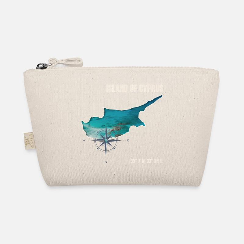 Cyprus Outline Compass Design Organic Pouch