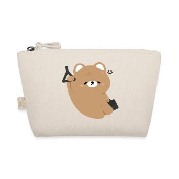 Kawaii Bear Tired - Organic Pouch - nature - Front