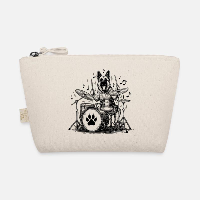 German Shepherd Drummer Art Organic Pouch