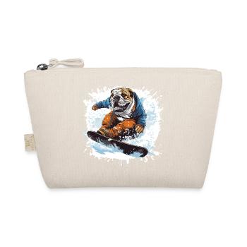 Bulldog Hund Snowboard - Bio-Täschchen - Natur - Vorne