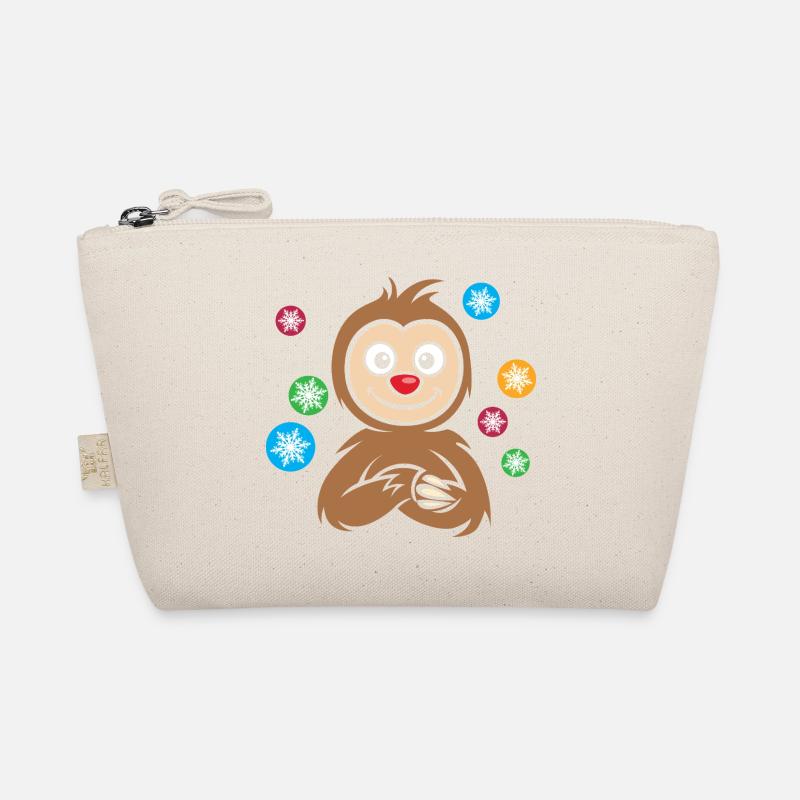 Christmas Sloth Cartoon with Snowflakes Organic Pouch