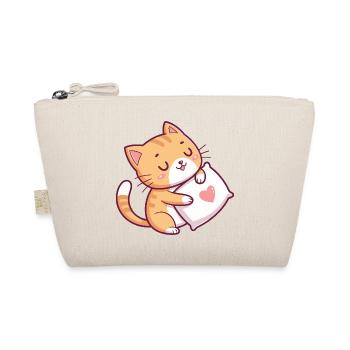 Chat câlin sur oreiller cœur - Trousse biologique - nature - Devant
