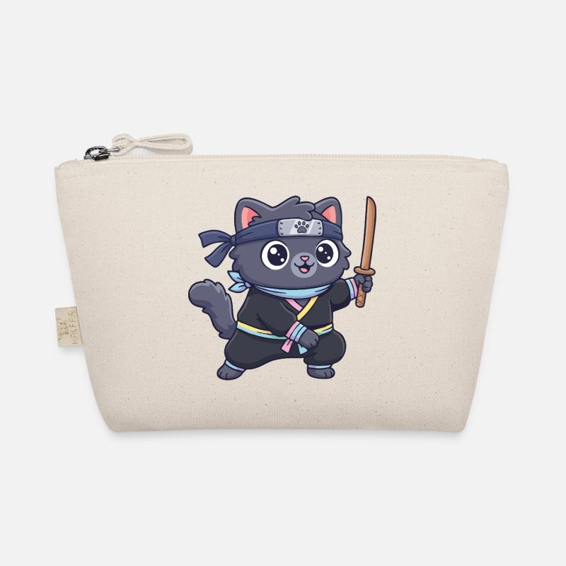 Ninja cat in samurai outfit Organic Pouch