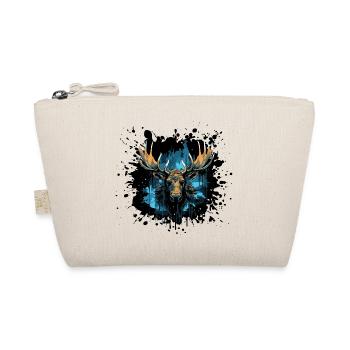 Nordic Moose Head Blue Watercolor Painting - Organic Pouch - nature - Front