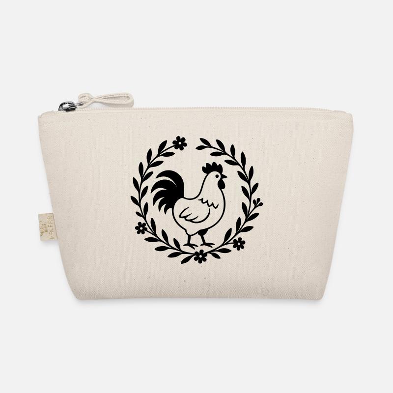 Coq dans une couronne de fleurs – motif de maison de campagne Trousse biologique