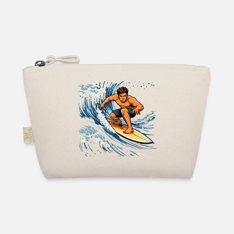 Surfer illustration on powerful wave Organic Pouch
