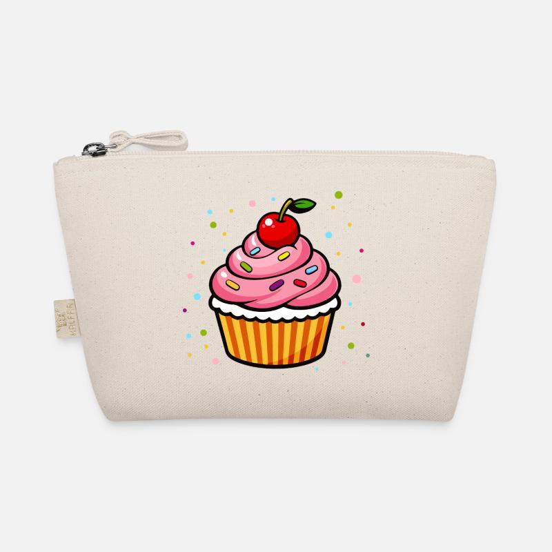 Bunter Cupcake mit Kirsche im Cartoon Stil - Bio-Täschchen - Natur