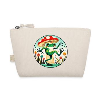 Mushroom Frog Whimsy Circle - Organic Pouch - nature - Front