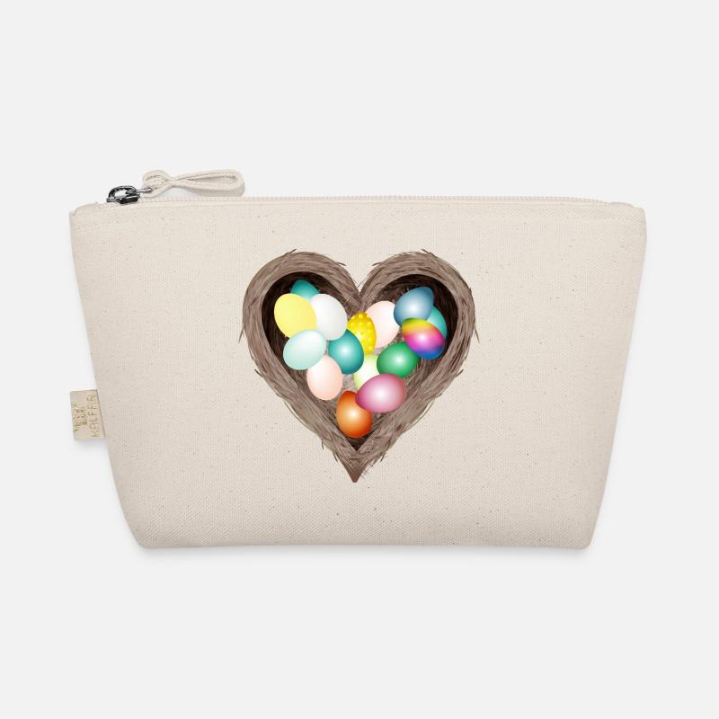 Heart-shaped Easter nest with colorful Easter eggs Organic Pouch
