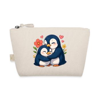 Kuschel-Pinguine im Blumenmeer - Bio-Täschchen - Natur - Vorne