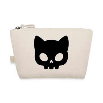 Cat Skull Silhouette | Cute Gothic Mask - Organic Pouch - nature - Front