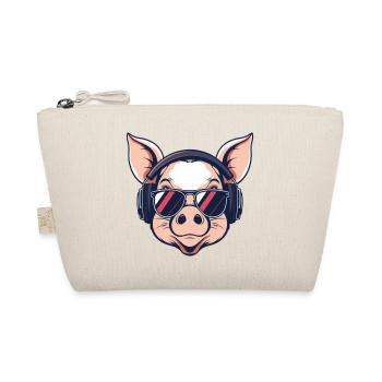 cool pig with sunglasses carnival carnival - Organic Pouch - nature - Front
