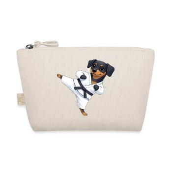 Cute Rottweiler Puppy Karate Martial Arts Cartoon - Organic Pouch - nature - Front