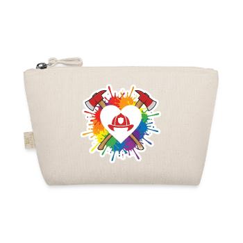 Firefighter Heart Rainbow Pride Love Axe - Organic Pouch - nature - Front