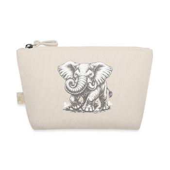 Kraftvoller Elefant im Vintage-Stil - Bio-Täschchen - Natur - Vorne