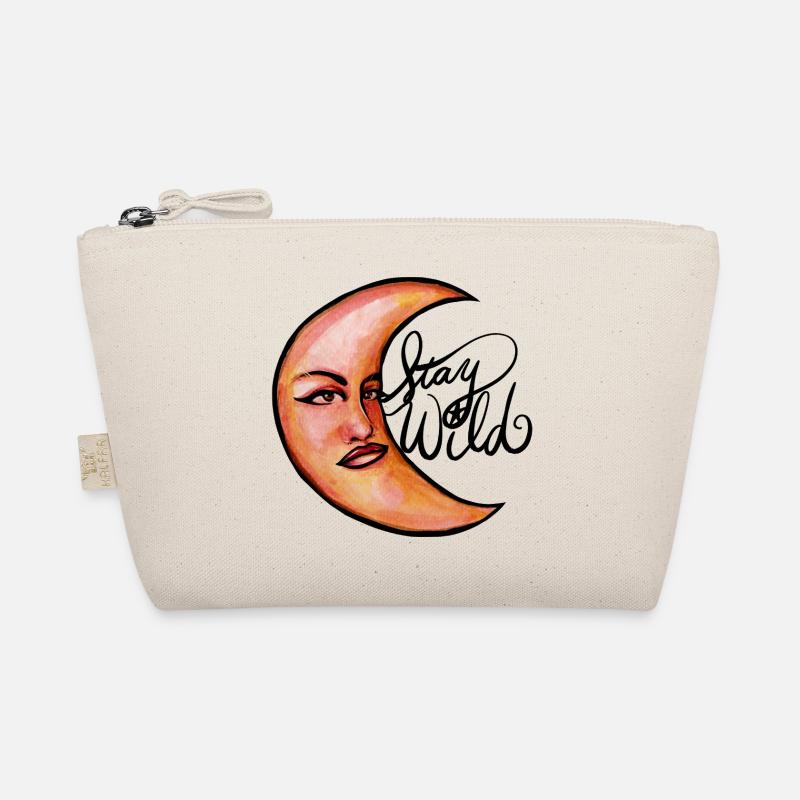 Moonlit Crescent Portrait Watercolor Organic Pouch