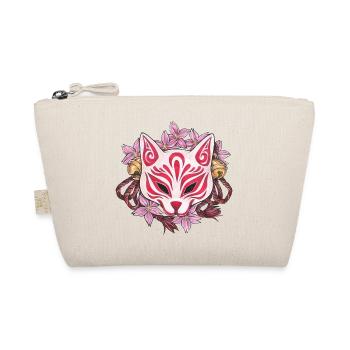 Tolle Kitsune Inari Kabuki Maske mit Kirschblüten - Bio-Täschchen - Natur - Vorne