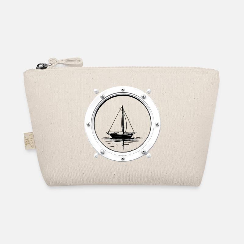 Porthole Sailboat Black & White Organic Pouch