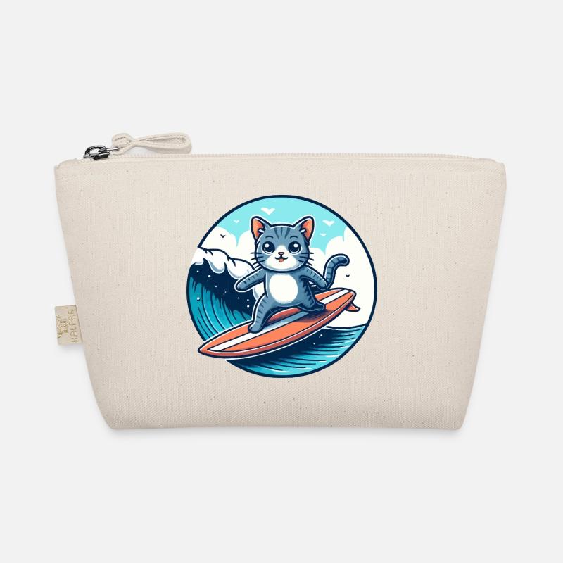 Cat surfers on the wave Organic Pouch