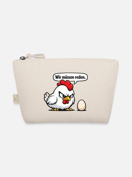 Wir müssen reden Huhn Humor Geschenk - Bio-Täschchen - Natur - Vorne